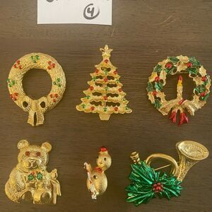 Lot of 6 Vintage Gerry’s Christmas Pin/Brooches Christmas Jewelry #3